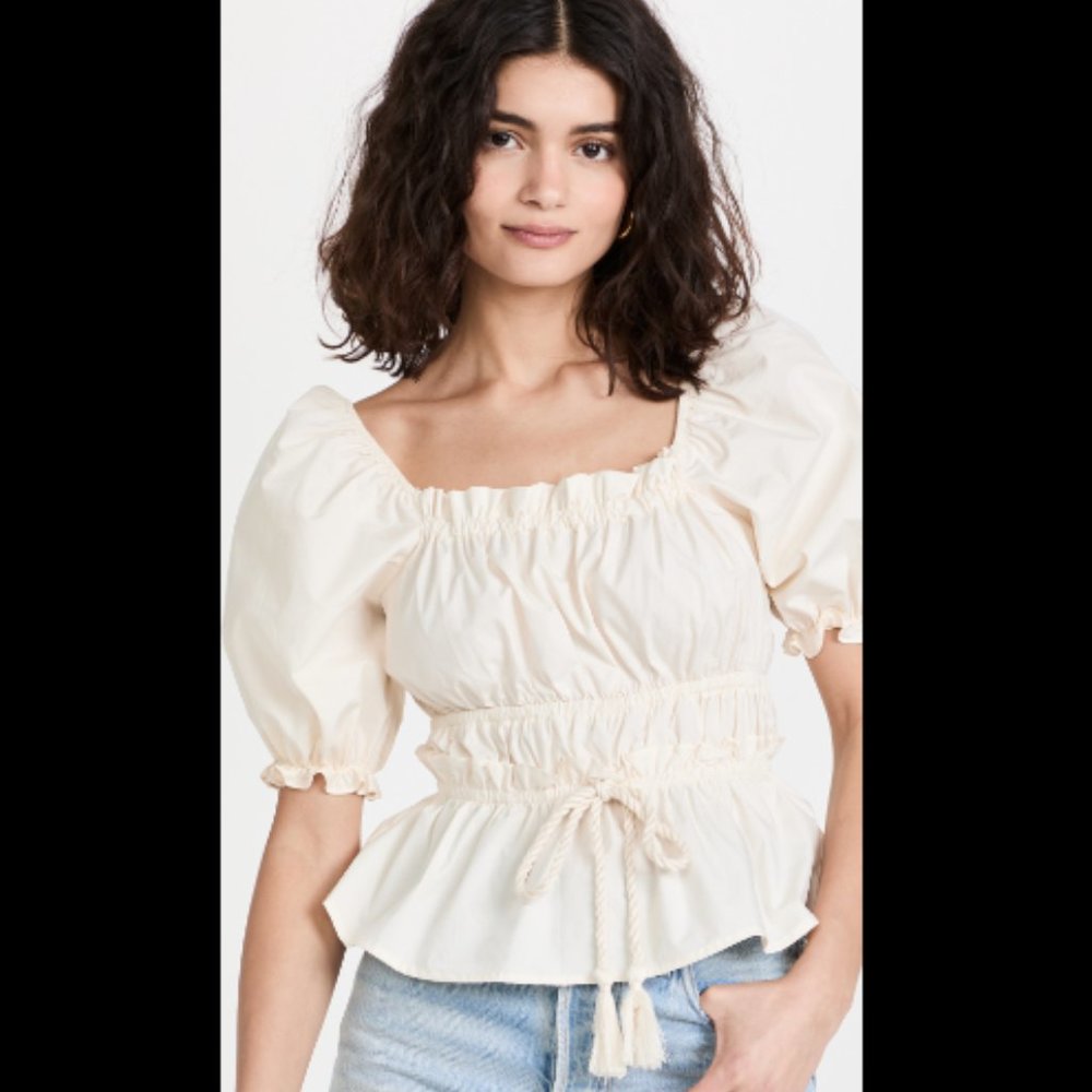 Brand New Moon River Smocked Square Neck Blouse
